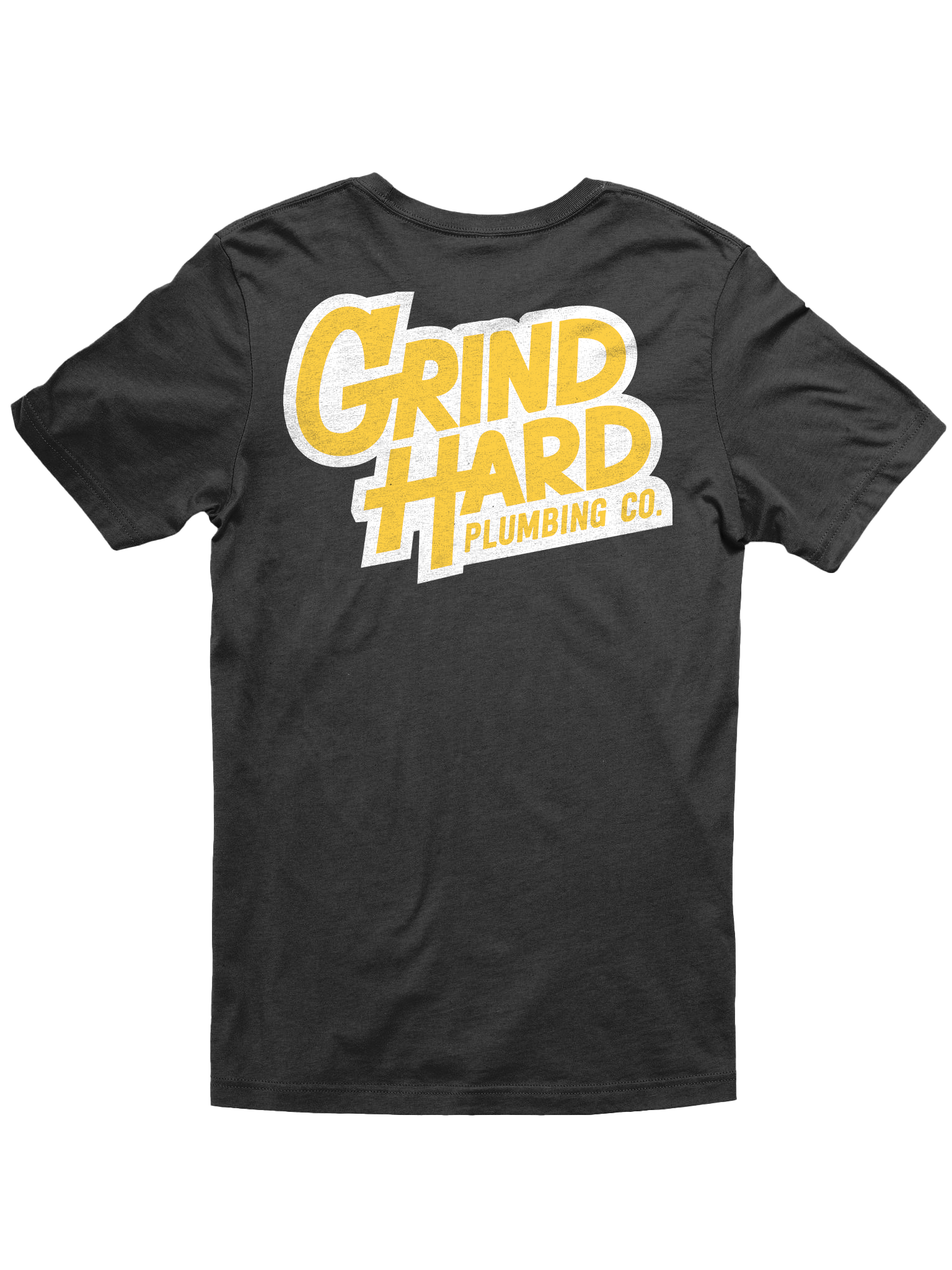 GRIND HARD LOGO TEE YELLOW Grind Hard Plumbing Co