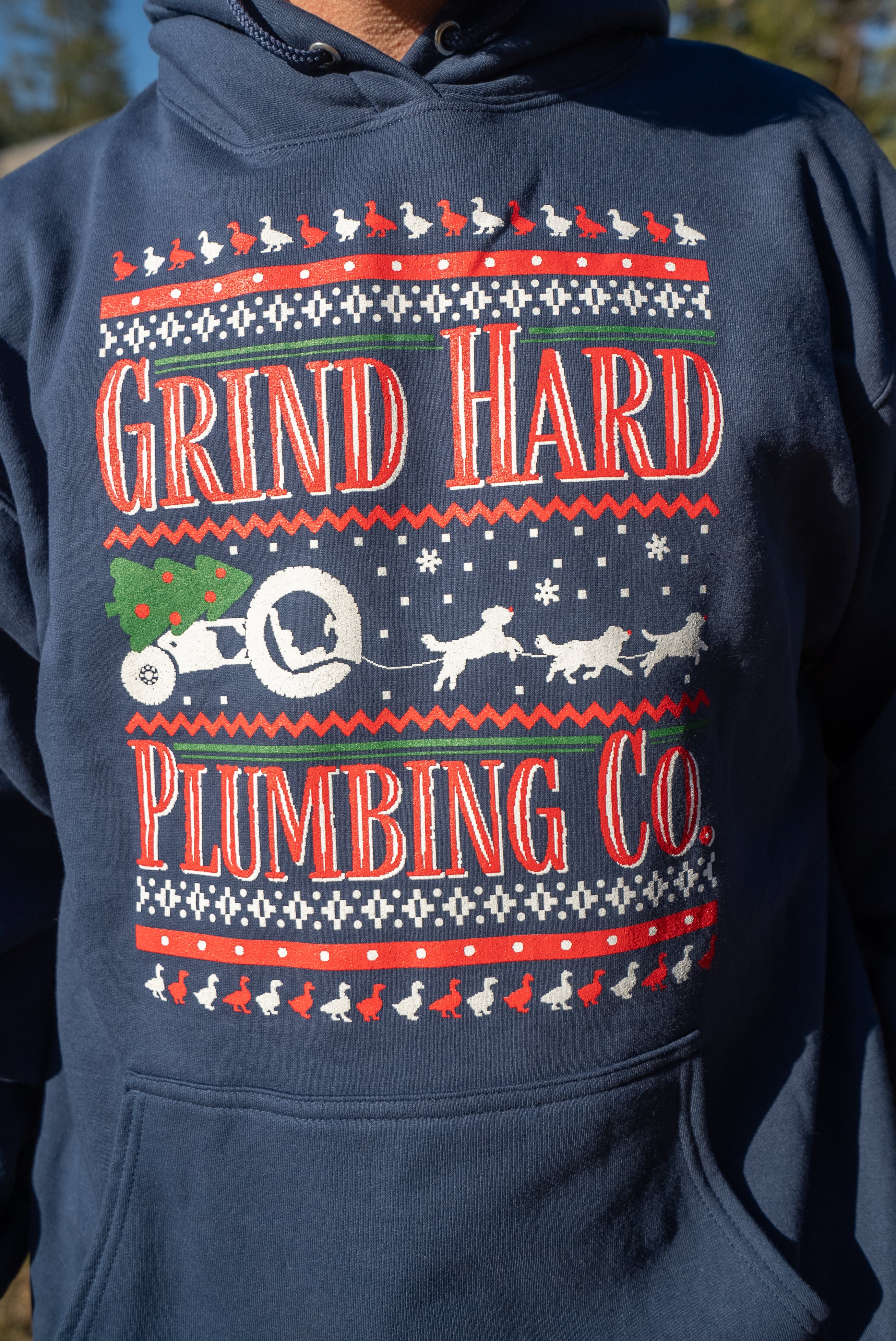 Ugly Christmas Hoodie 2.0 – Grind Hard Plumbing Co
