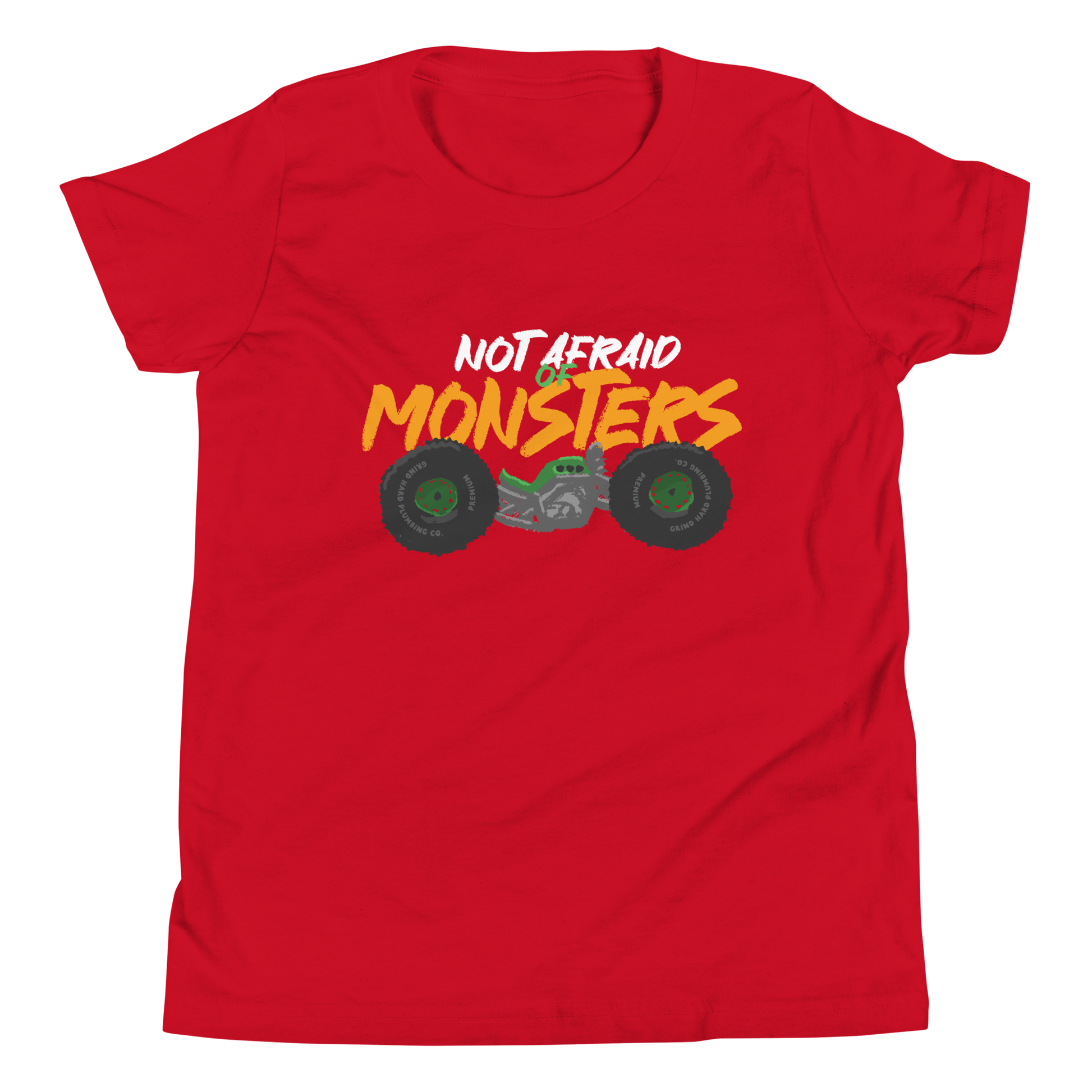 monsters t shirt Kids: Not Afraid of Monsters Tee – Grind Hard Plumbing Co
